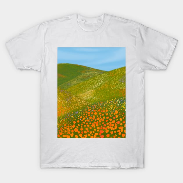 Spring Flowers Fills Peaceful Landscape T-Shirt by Trippycollage
